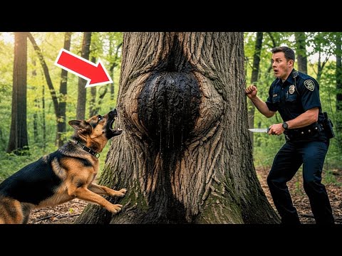 Police Dog Barked at a Huge Lump on an Old Tree — When Officer Cut It Open, Everyone Froze