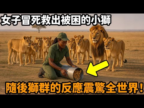 The female forest ranger risked her life to save a lion cub trapped in a bucket. Just as she let ou