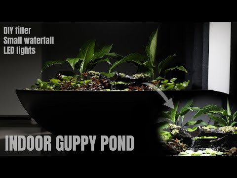 HOW TO INDOOR GUPPY POND | The Making Of | Step By Step (LED Lights,DIY Filter And Small Waterfall)