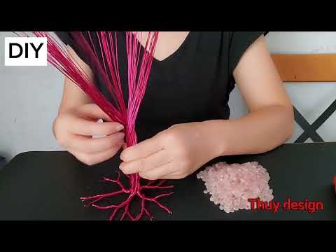 DIY How to make easy Gemstone tree Cách làm cây đá phong thủy dễ dàng cây đá thạch anh hồng