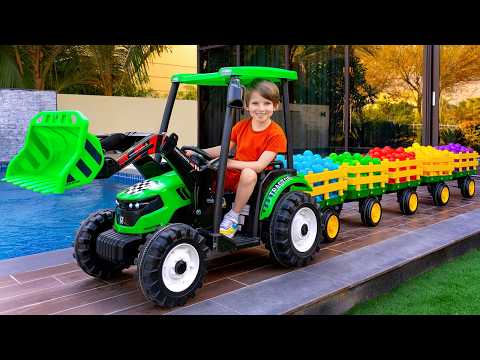Alex Rides a Tractor with Dad & Finds Lost Numbers! | Learn Counting 1-10