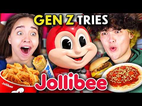Gen Z Americans Try Jollibee For The First Time! (Chickenjoy, Yumburger, Jolly Spaghetti)