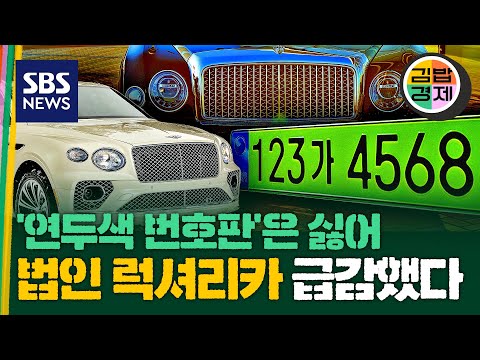 도로 위 계급장 벤틀리·포르쉐…슈퍼카 ‘연두색 번호판’에 위상 흔들렸나? 수입 법인차 비중 30% 아래로  / SBS / 김밥경제