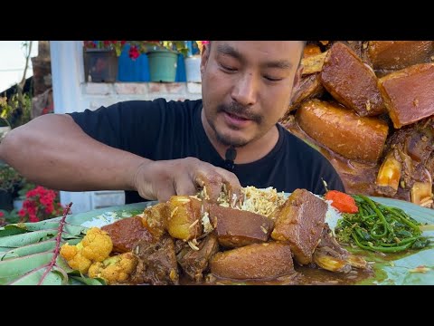 Perfectly cooked pork with basmati rice // big bites // Naga eating show.