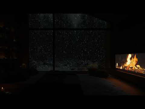 24 Hours - Blizzard & fireplace Sounds for Deep Sleep🔥No Ads - Peaceful Night Hideaway❄️Study & Work