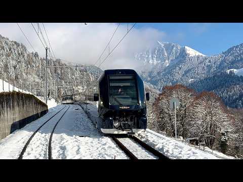 ❄️ Winter Special: Gstaad to Zweisimmen Switzerland | Goldenpass MOB railway | Cab ride view 4K HDR