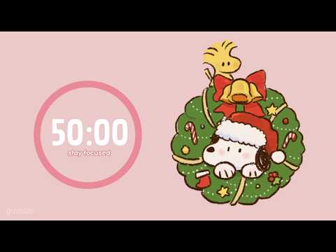 Study With Me | Pomodoro 50/10 x 4 | 🎄🎀 Pink Christmas, Jazz, Fireplace, No Mid Ads