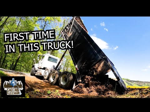 Mack Dump Truck and Skid Steer Fixing Washout and Building Turn Around