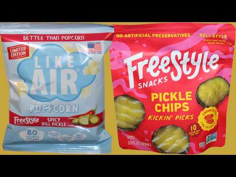 Like Air Puffcorn + Freestyle Snacks Spicy Dill Pickle & Freestyle Snacks Kickin’ Picks Pickle Chips