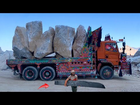 Incredible Workers How Marble Making process From Huge Stone of Mountains : Amazing Cutting process