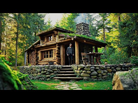 Building a Complete Handmade Stone Shelter | Warm & Cozy Survival Home