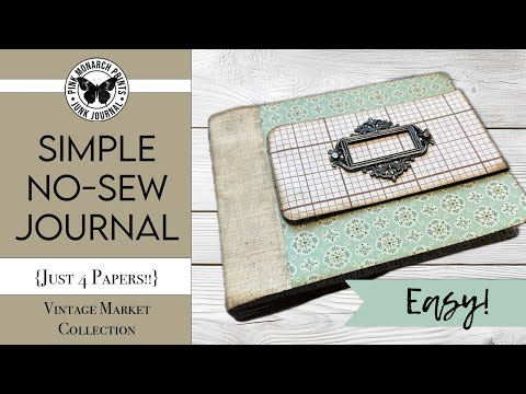 DIY No-Sew Junk Journal Using Just 4 Papers!! Craft Along with Pink Monarch Prints. So Easy!!