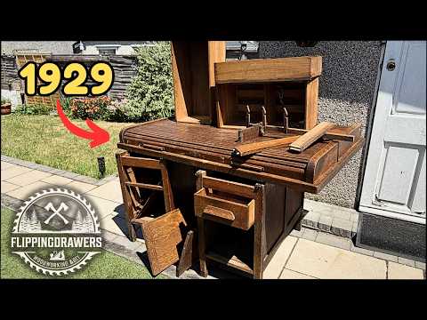 Giant 1920’s roll top desk restoration