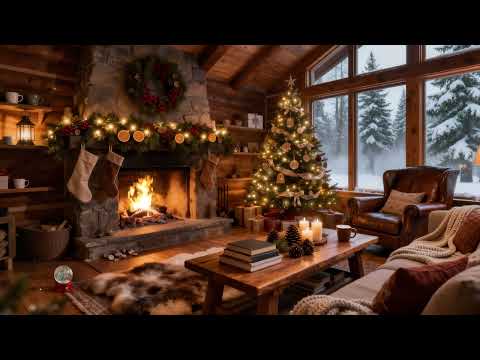 Silent Christmas Cabin Ambience ✨ Peaceful Night Sounds & Soft Music