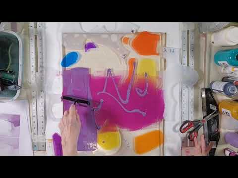 20 Two Large Format Prints created on a 16"x 20" Gelli Plate with oil resists and metallic paints