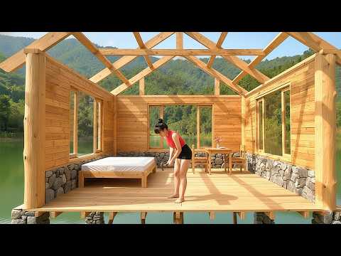 From Start to Finish – Woman Creates a Modern Wooden House Deep in the Wild