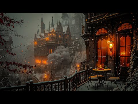 Snowfall Over an Ancient Balcony Gothic Manor | Atmospheric Dark Academia for Slow Evenings & Read