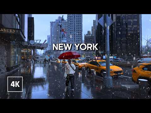 Winter Walk in MANHATTAN ❄️ Light Snow in New York, Walking tour, NYC