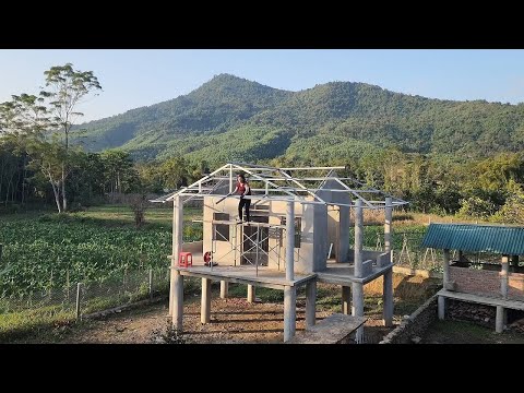 Cutting and Welding Steel Frames for Japanese-style Roofs | Building the Dream House