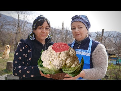 Grandma Cooked Delicious Cauliflower Dishes in the Village