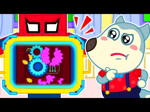 Baby Fixes Robot Spiderman with X-ray! | Wolfy - Baby Cartoons
