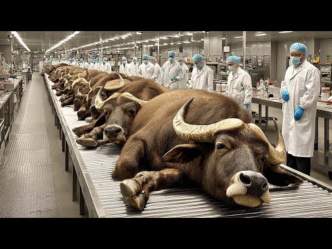 Gigantes Fábricas de BÚFALOS 🐃 Producen LECHE y CARNE a Gran Escala ¡Descubre el Proceso!