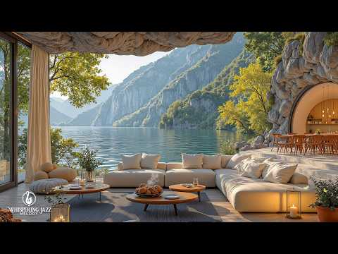 Soft Jazz In Cliffside Living Room | Peaceful Nature Ambience With Summer Jazz For Relaxing Mind