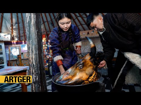 Giant Beef Head Feast! A Day with the Nomad Herder Family in Mongolia!
