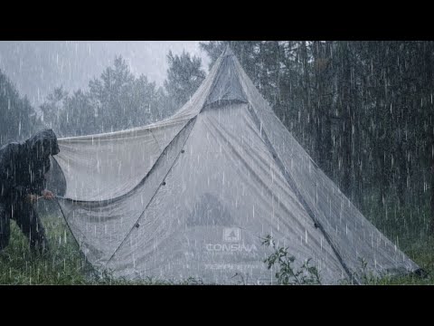 Caught in a rainstorm alone - camping in heavy rain all day