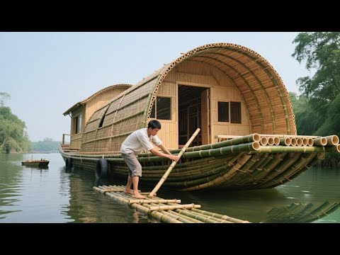 30 Days of Survival in the Jungle - Techniques for Building a Huge Movable Boathouse By Bamboo