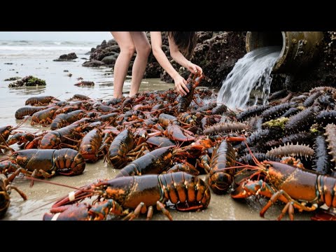 Xiao Zhang Caught A Sea Cucumber And Lobster That Was Bigger Than His Palm.
