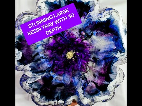 144-Stunning Resin Large Flower Shaped Tray. Used Chameleon Paste and Alcohol Inks Over 5 Layers!!!