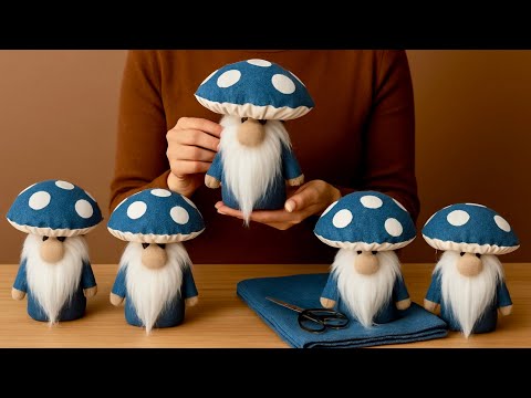 DIY Denim Mushroom Gnomes - 🍄Turn old jeans into cute mushroom gnomes