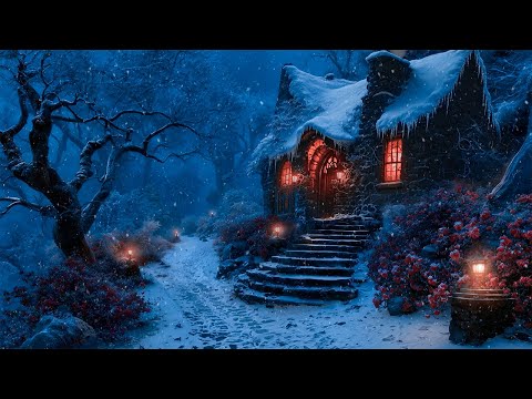 Hidden Gothic Cottage Nestled in Snowy Rose Garden | Relaxing Piano & Cello | Dark Academia Winter