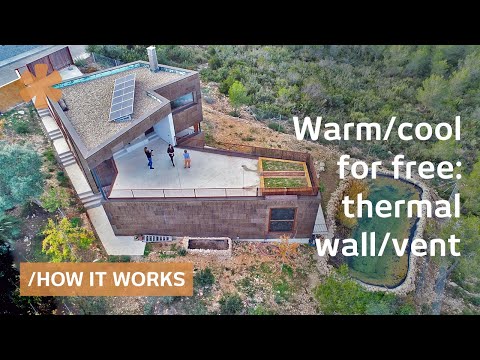 Cork-clad home uses Trombe Wall & circular vents as free A/C