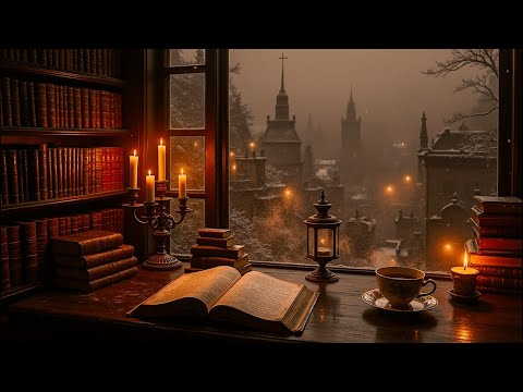 You're Reading Alone at Victorian London by the Window | Snowstorm Ambience | Dark Academia