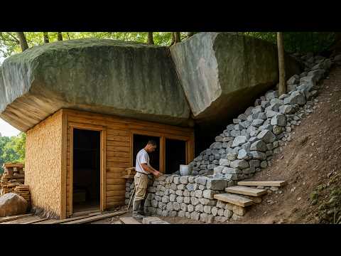 Built a Hidden House Under a Large Stone in the Forest
