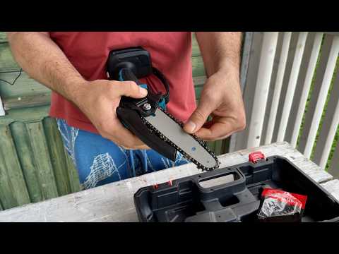 Unboxing and testing the cheapest cordless chainsaw for 3,000 rubles.