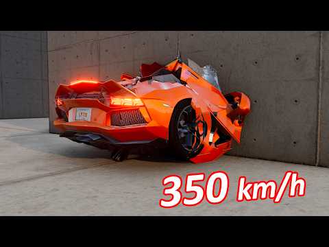 lamborghini Aventador vs WALL vs BMW M3 vs Mercedes GLS crash test BeamNG 4k Video