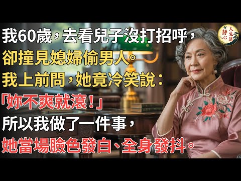 【我60歲】去看兒子沒打招呼，卻撞見媳婦偷男人。我上前問，她竟冷笑說：「妳不爽就滾！」所以我做了一件事，她當場臉色發白、全身發抖。
