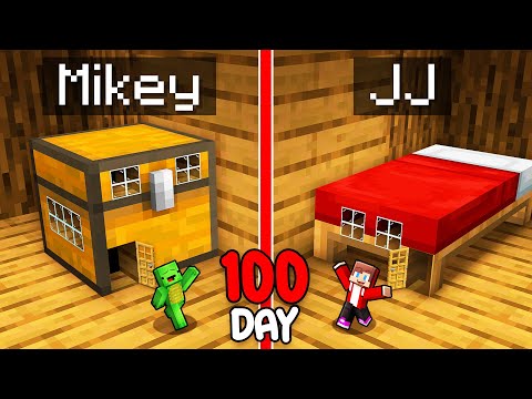 Mikey and JJ Survive 100 Days inside CHEST vs BED in Minecraft (Maizen)