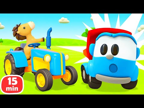 Лева Грузовичок и машинки строят домик для лошадок! Мультики для детей про машинки