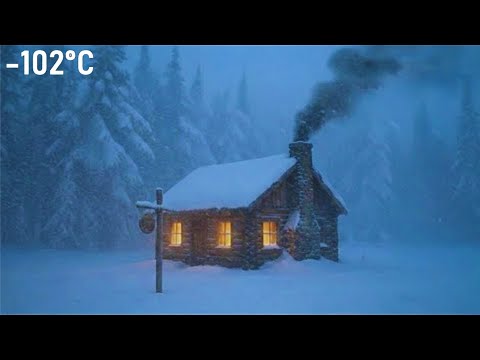 I Survived a  102°C Winter Blizzard in a Warm Cabin  Life Off the Grid
