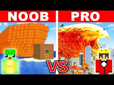 NOOB vs PRO: LAVA TSUNAMI HOUSE BUILD CHALLENGE in Minecraft!