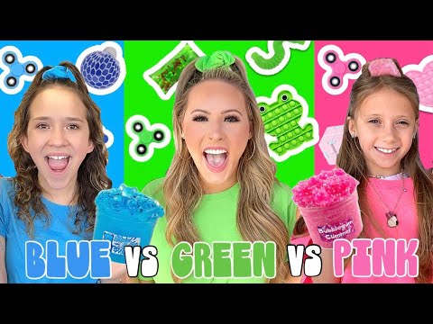 BLUE 💙🫐 VS PINK 💗🌸 VS GREEN 💚🐢 LEARNING EXPRESS SHOPPING CHALLENGE (BIRTHDAY SURPRISE)