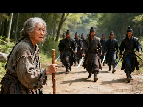 Kung Fu Movie! The shambling old lady is a hidden Kung Fu master, sweeping 10 masters with one hand!