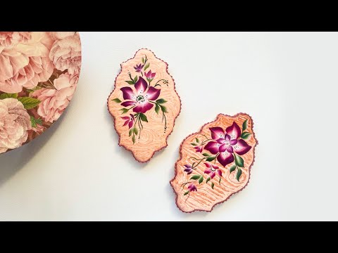 Wood Grain Royal Icing | One Stroke painting technique | Floral Cookies