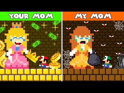 Baby Mario and Luigi Poor vs Rich: Your Mom vs. My Mom Challenge