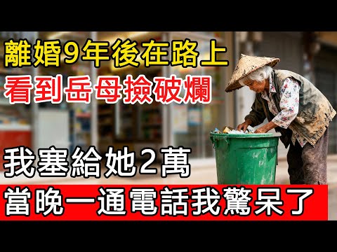 離婚9年後在路上看到岳母撿破爛，我塞給她3萬，當晚一通電話我驚呆了