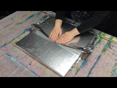 abstract acrylic painting | mixed media: aluminium foil, sponge, bubble wrap, squeegee, rust effect